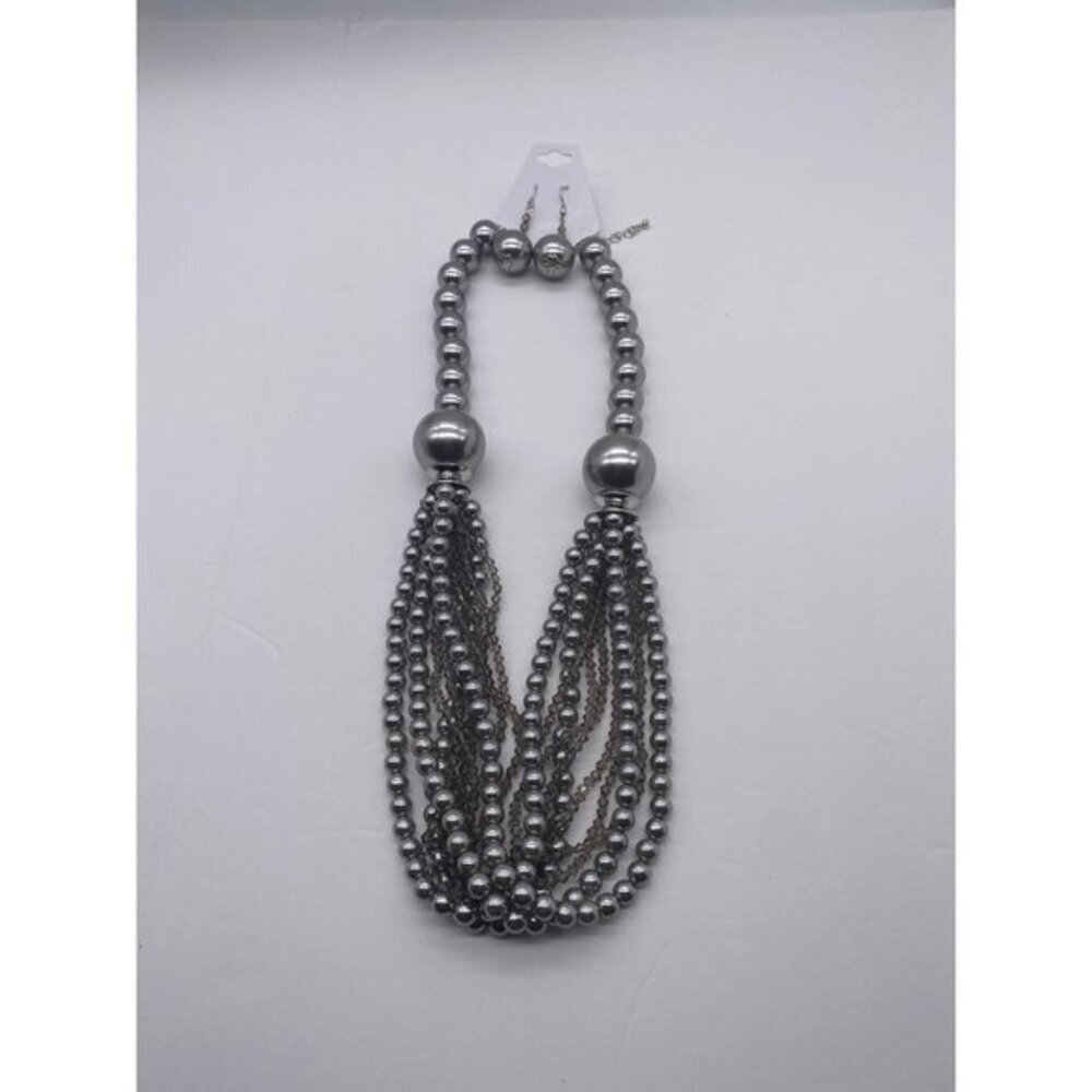Women’s Bead Necklace Jewelry‎ Set Gray
